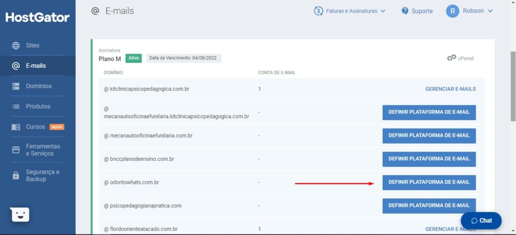 contas de email hostgator