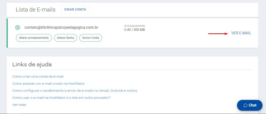 ver email profissional na hostgator